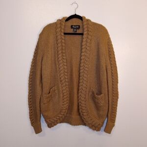 Cozy Brown Cardigan with Braided Trim